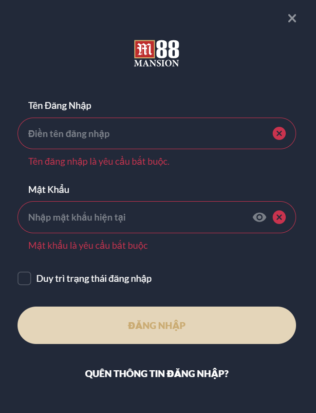 M88 đăng nhập